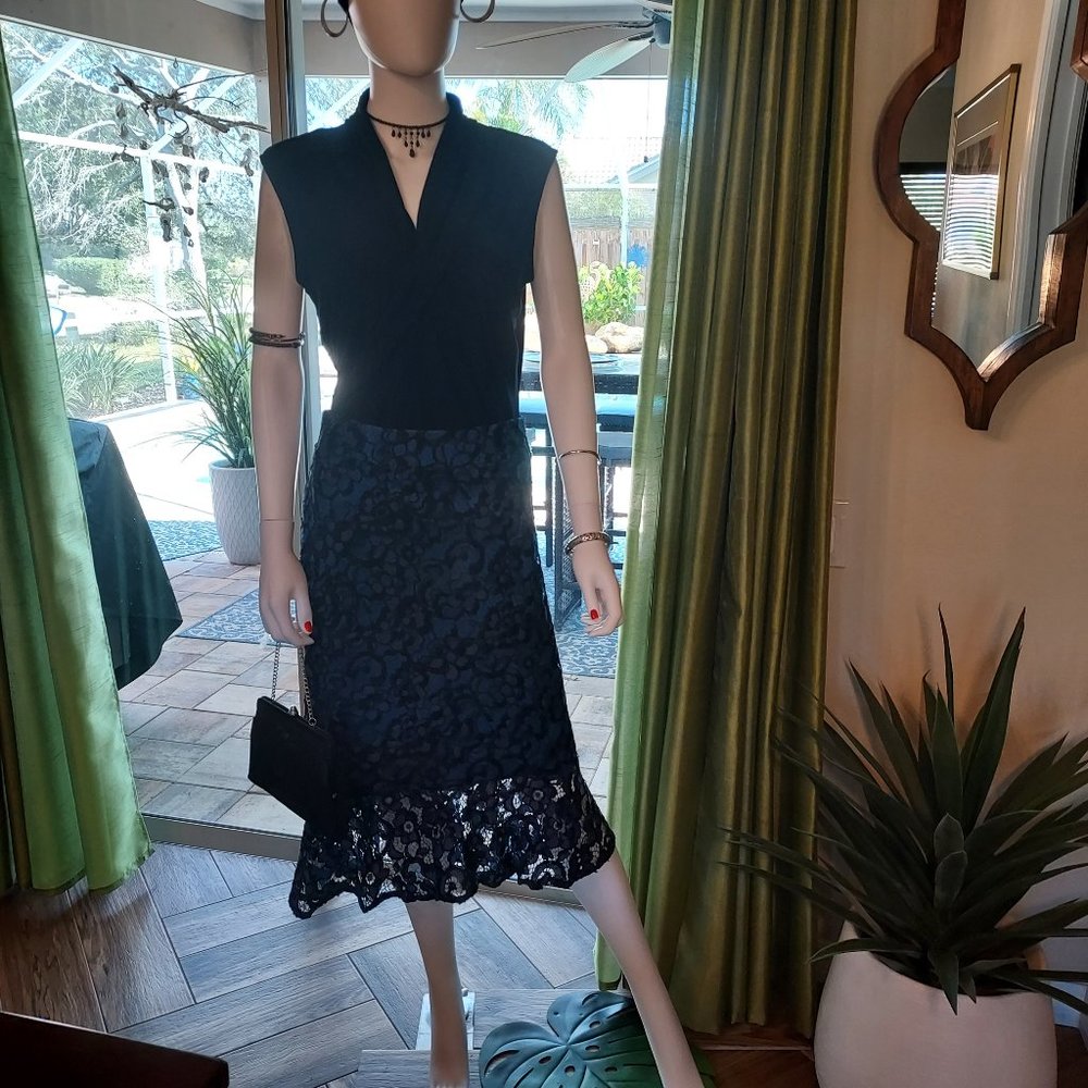 Blue & Black Flower Lace Skirt by Lane Bryant: Size 20 NWT